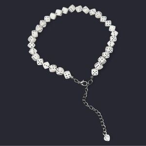 White Dice Choker Necklace